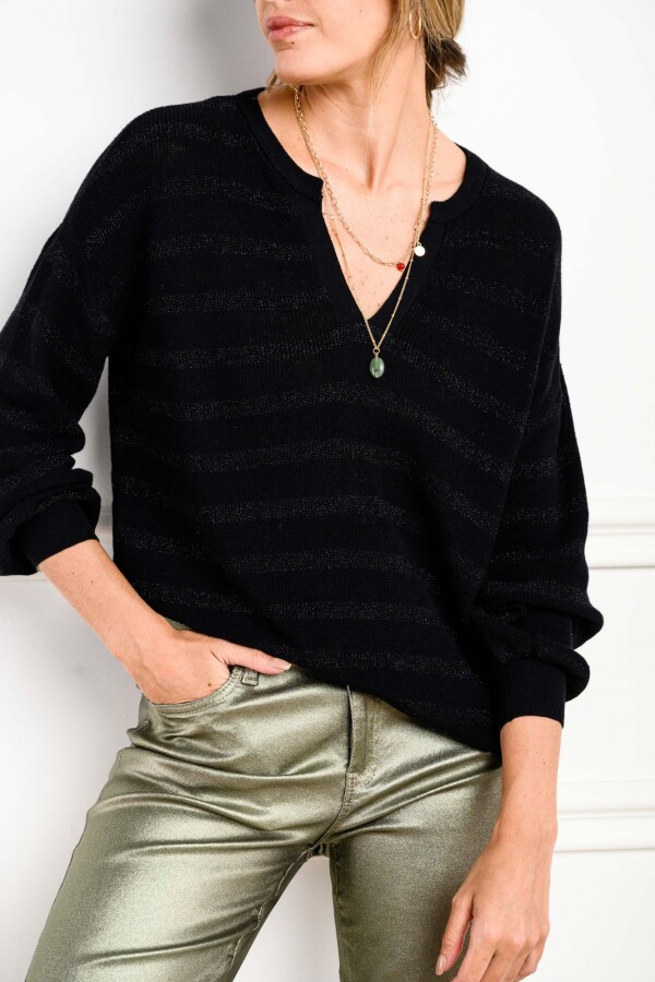 Sweater Rayado Negro