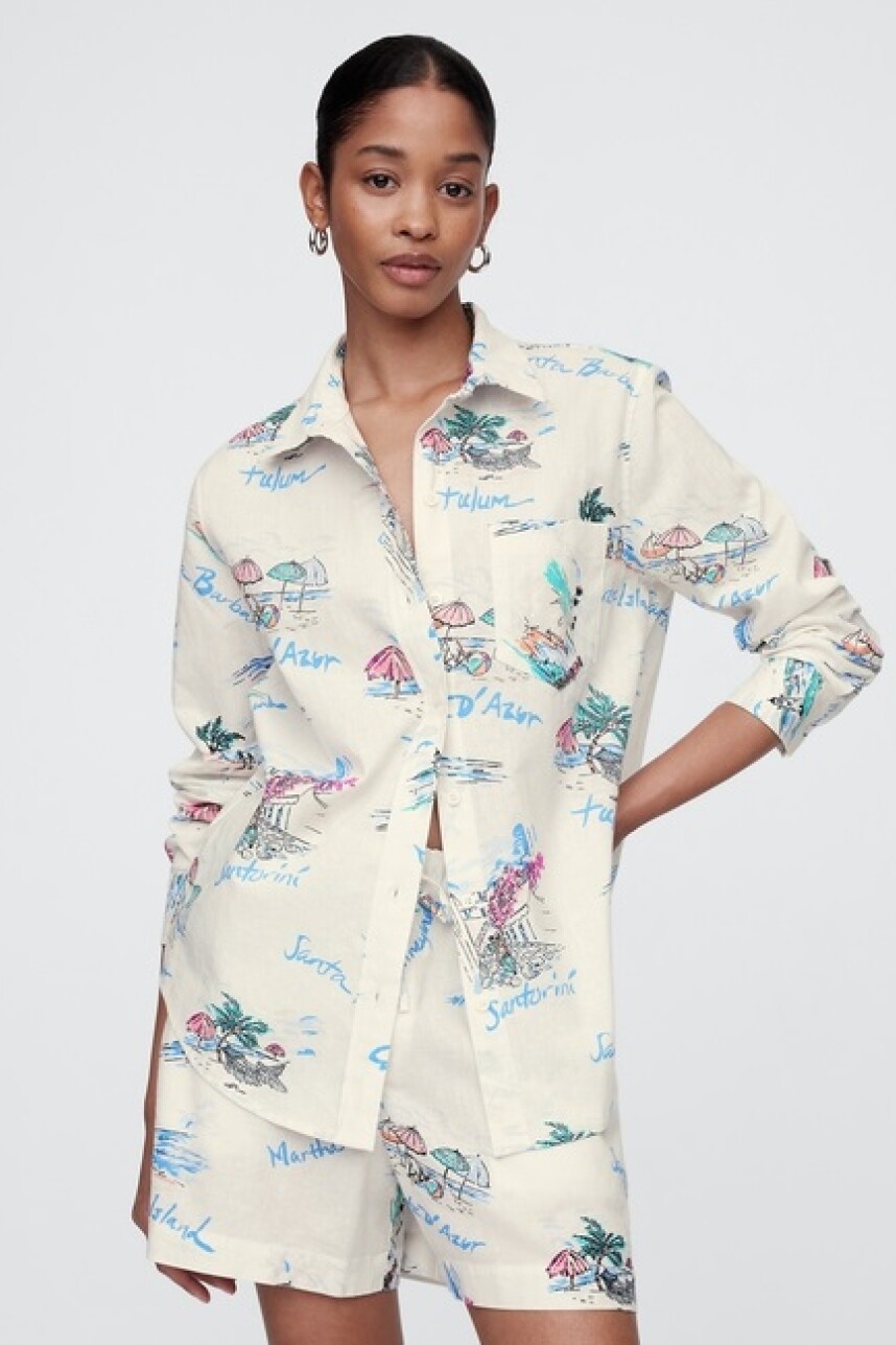 Camisa De Lino Brannan Mujer Vacationland
