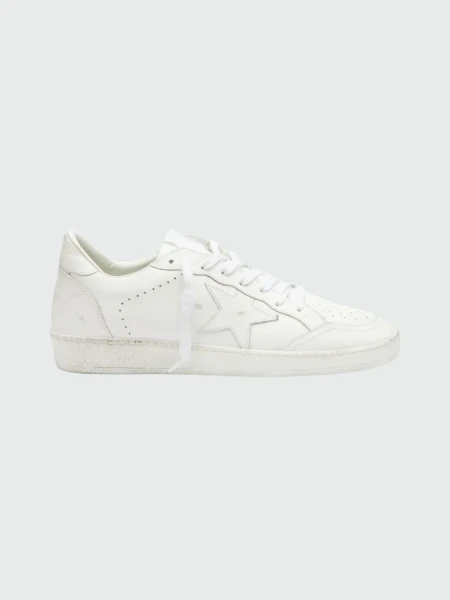 Golden Goose-Championes de cuero acordonados, Ball star Blanco