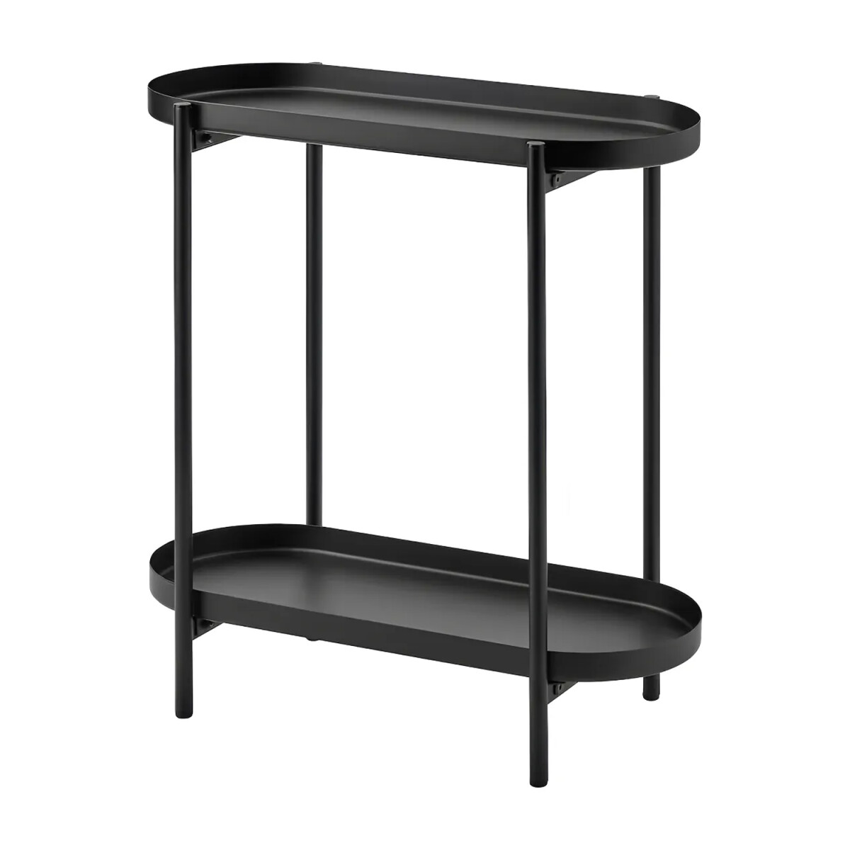 Mesa Auxiliar Consola Metal 2 Niveles Ovalada 54x25x56 cm - Negro 