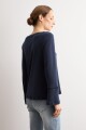 Remera manga larga con puntilla azul marino