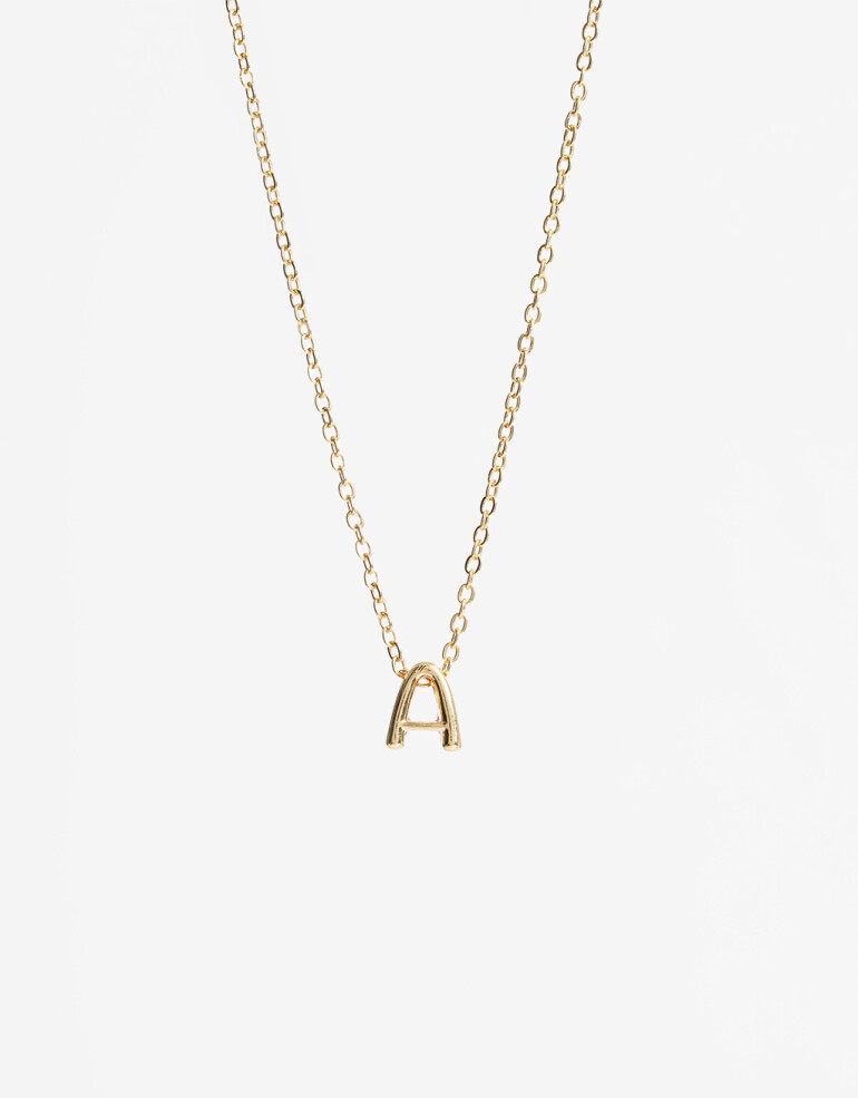Cadena Corta con Dije Letras Collar Con Dije Inicial "a" - Dorado