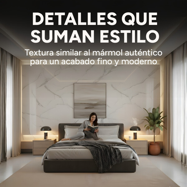Placa PVC Símil Mármol 2,44x1,22m 3mm Resistente Pack x3 Mármol Blanco Gris Claro 2