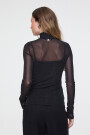 BLUSA TUL GLITTER CUELLO ALTO Negro