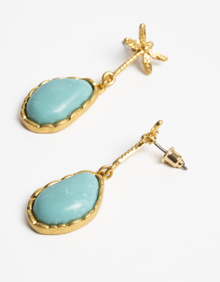 Aros Colgantes Cortos Color Aros Colgantes Piedra - Combinacion Bicolor