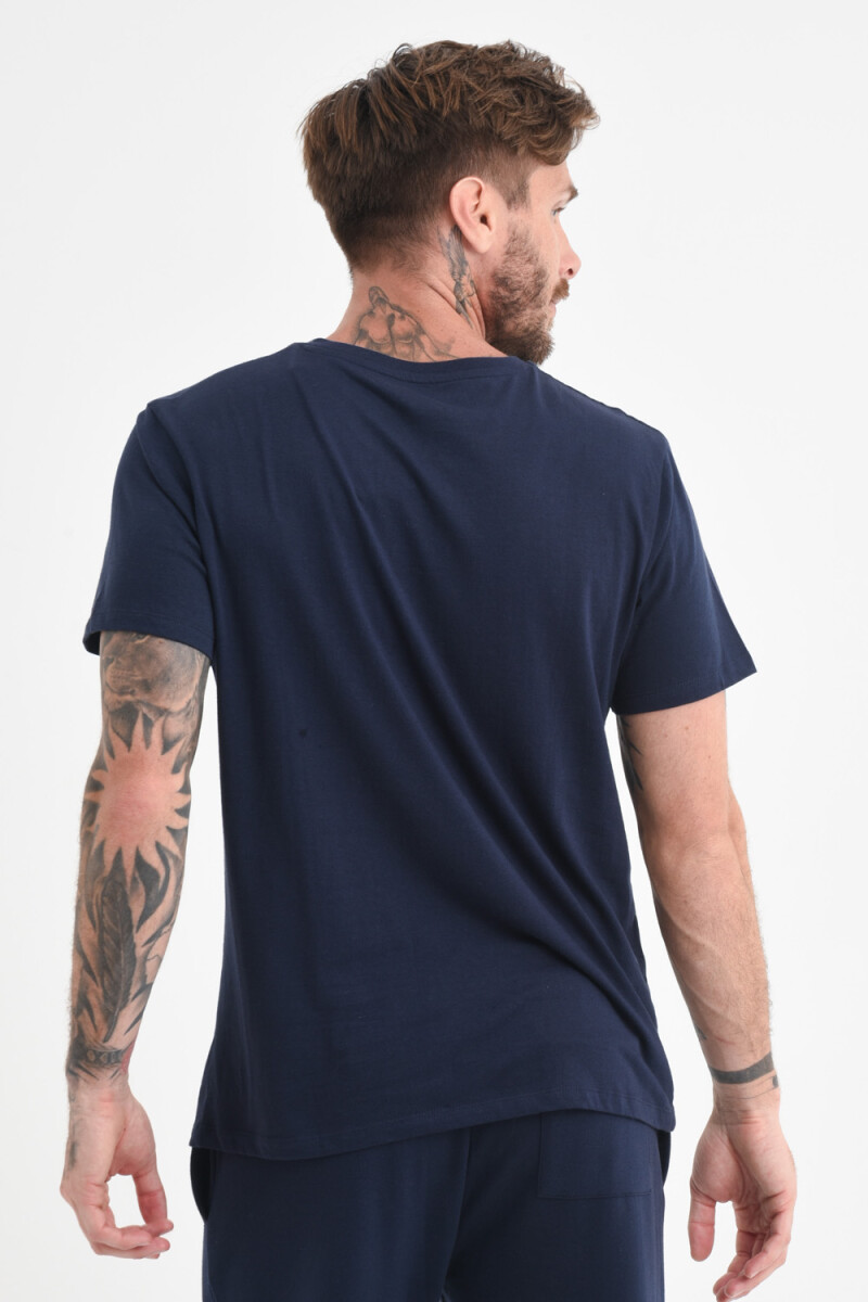 Camiseta cuello en v Azul Marino