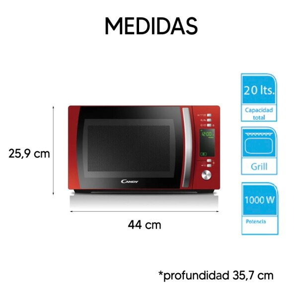 Microondas Candy Cookinapp Cmxg20dr MICROONDAS CANDY ROJO 20L CMXG20DR