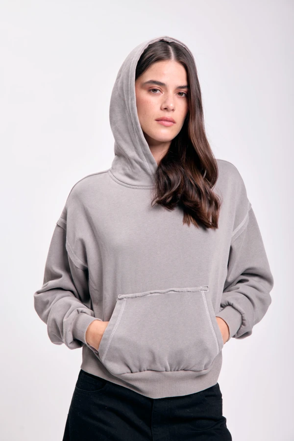 Canguro deportivo efecto lavado Gris Oscuro