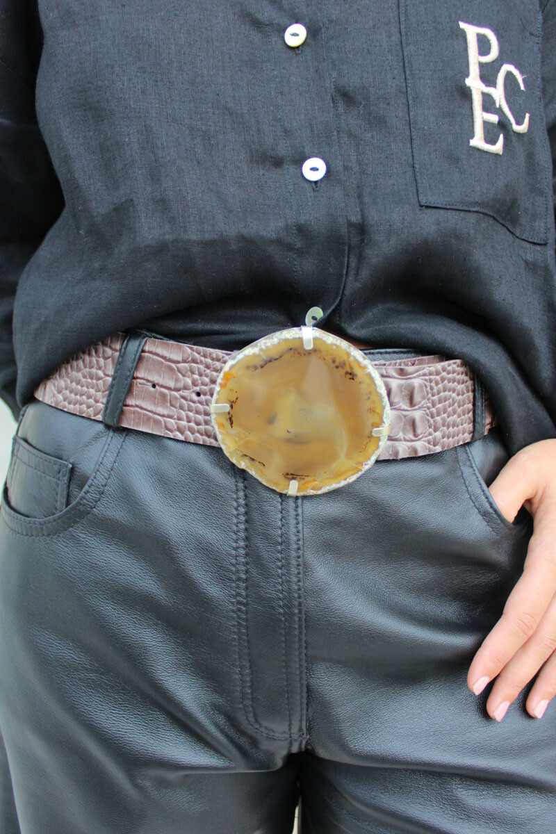 Cinto piedra reversible Crocco taupe