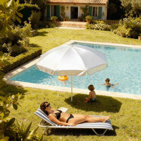 Sombrilla De Playa Reforzada 2.30m Grande Jardin Patio Con Filtro Uv Imback Color Blanco Sombrilla De Playa Reforzada 2.30m Grande Jardin Patio Con Filtro Uv Imback Color Blanco