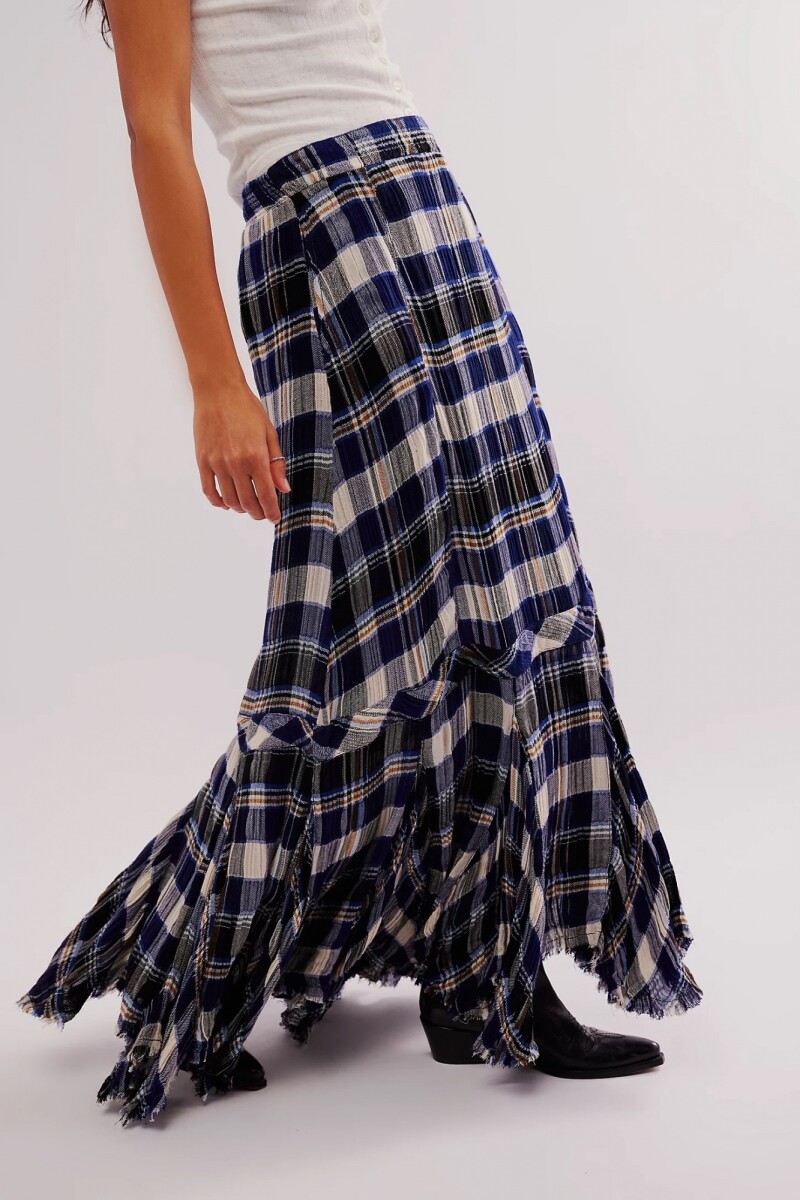 FALDA MAXI PLAID Azul
