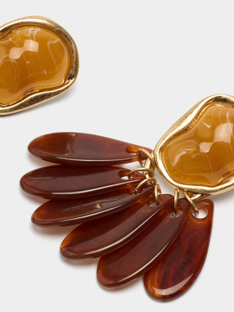 Pendientes Largos De Efecto Piedra marron