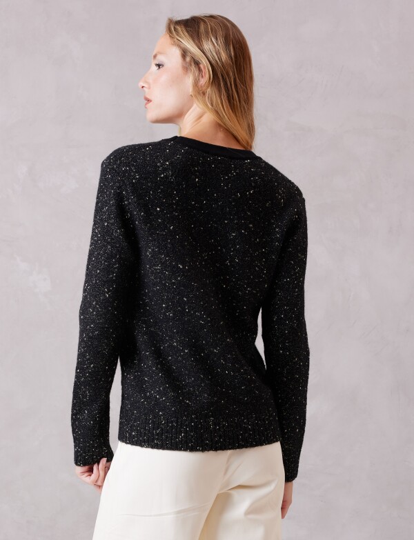Cardigan Tweed Sparkle NEGRO
