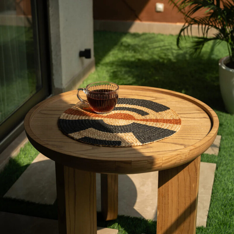 Individual redondo de yute colorido Individual redondo de yute colorido