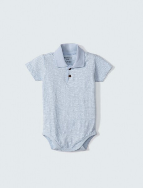 BODY BEBÉ CON CUELLO TIPO POLO CELESTE