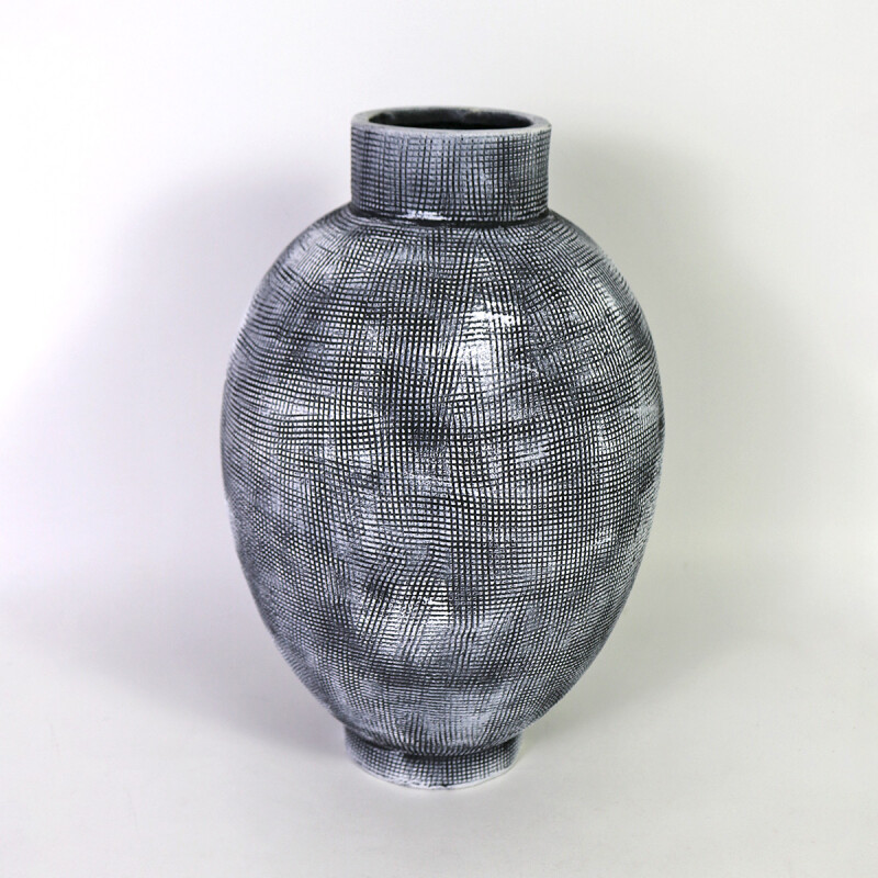 FLORERO CERAMICA GRIS COMB 23X23X35CM Unica