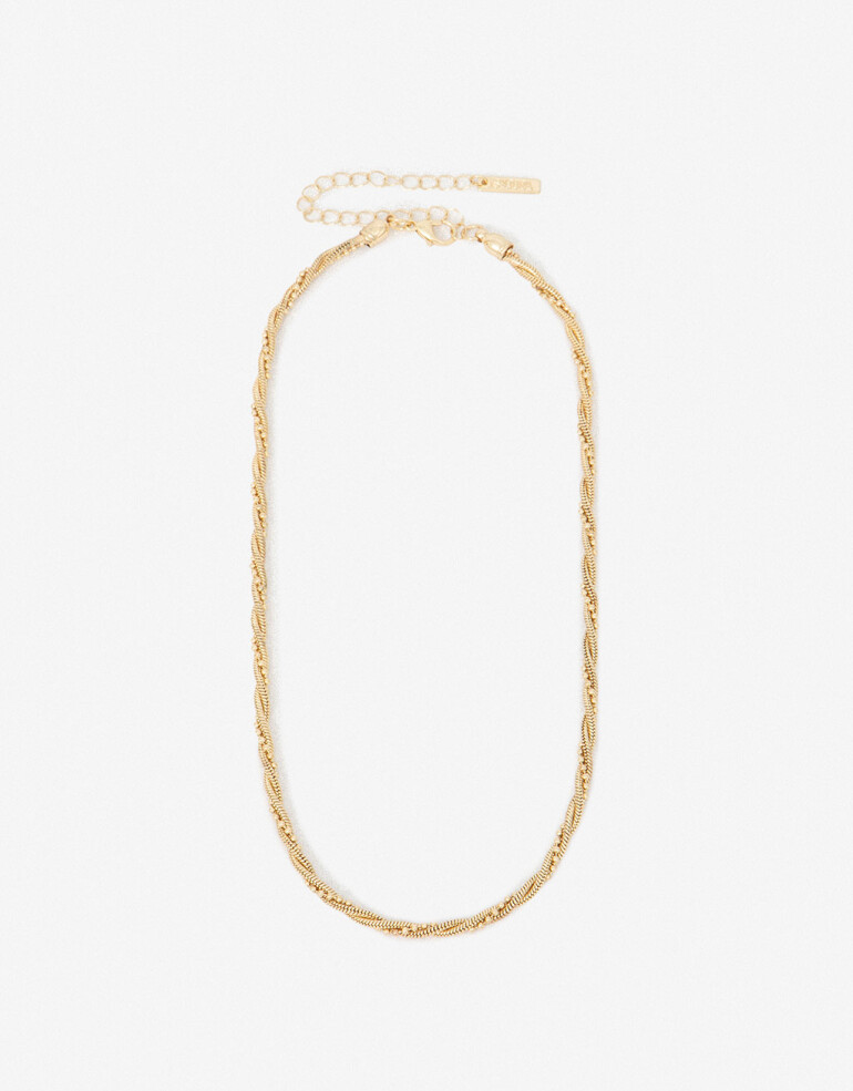 Collares Cortos Metal Collar De Cadenas Enlazadas - Dorado