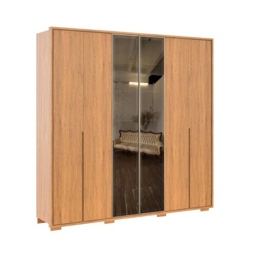 Ropero con Espejo 6 puertas - Moderna Marrón