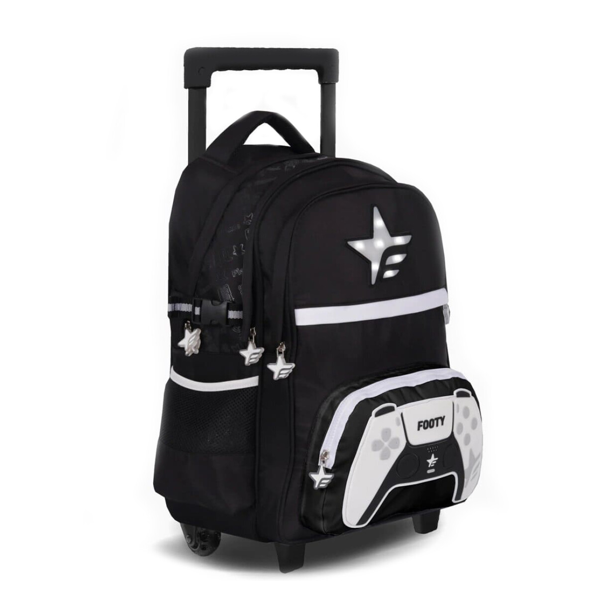 Mochila Footy Joystick 18" CARRO y Led - Negro - Blanco 