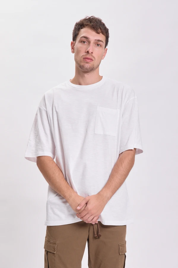Remera slub bolsillo Blanco