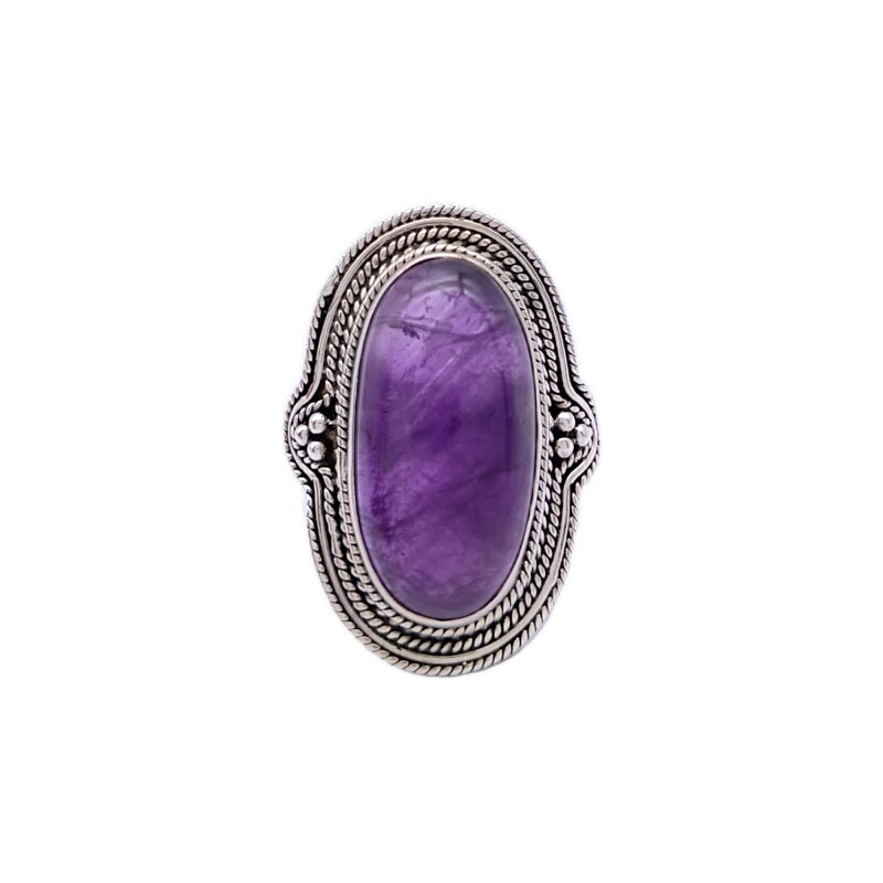 Anillo Oval-Plata 925-Piedra amatista imperial-AN3283 conpiedra