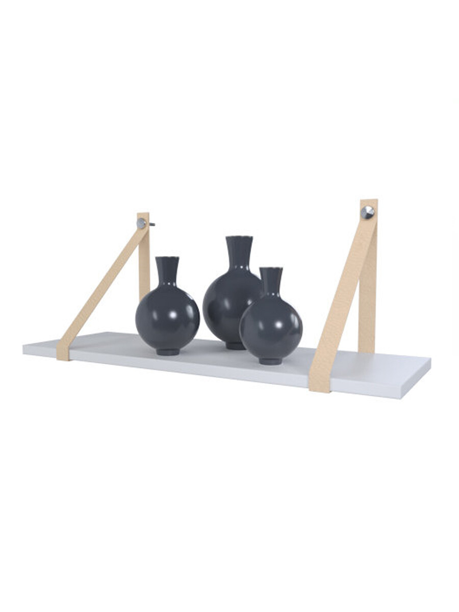 ESTANTE CON TITRAS DE CUERO - MADERA 