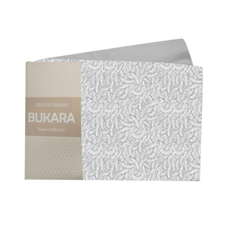 Juego de Sábanas Bukara Gris Hojas 1 Plaza