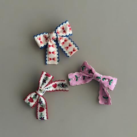 Broches Pack Moñas Con Pinza X 3 Estampadas
