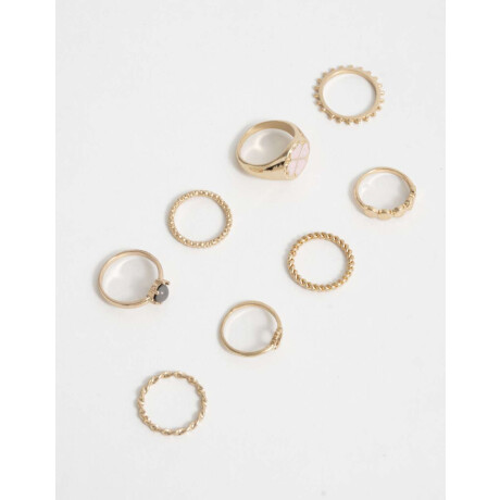 Set De Anillos De Metal Dorado