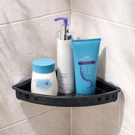 Organizador Esquinero c/Ventosa Práctica Ducha Baño Plástico Negro