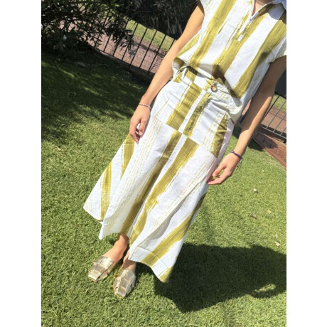 Falda Pomela Print Rayas Pistac