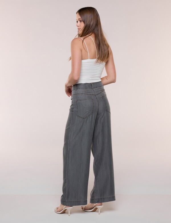 Pantalon Denim Wide Leg GRIS