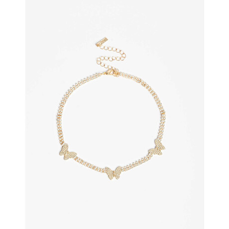 Choker Mariposas Strass Dorado
