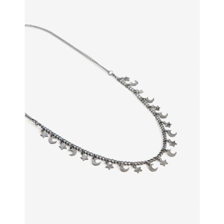 Collares Cortos Metal Estrellas Plateado Hematite