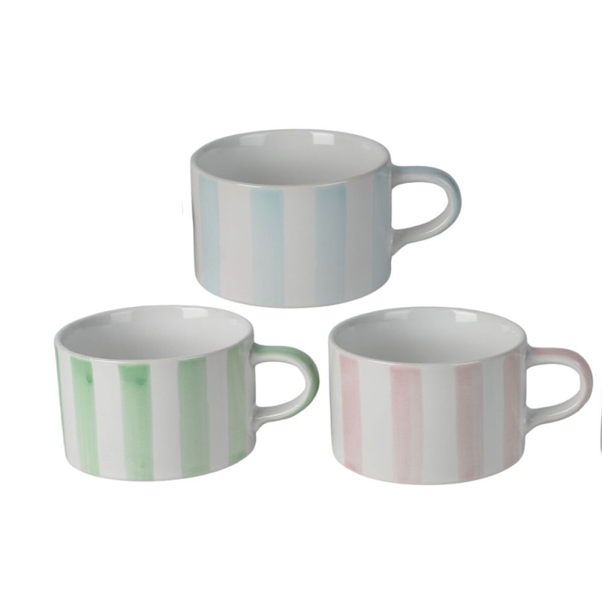MUG RECTO 350 ML RAYADO BLANCO CON COLORES PASTEL 
