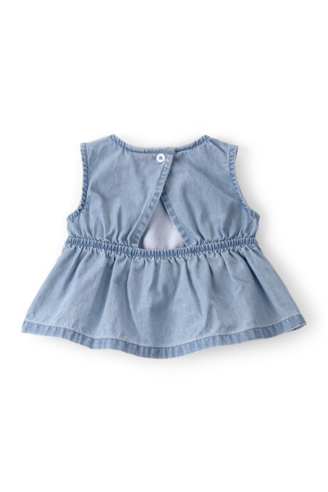 Set tres piezas, short y musculosa de chambray más body de algodón rosado Sin color