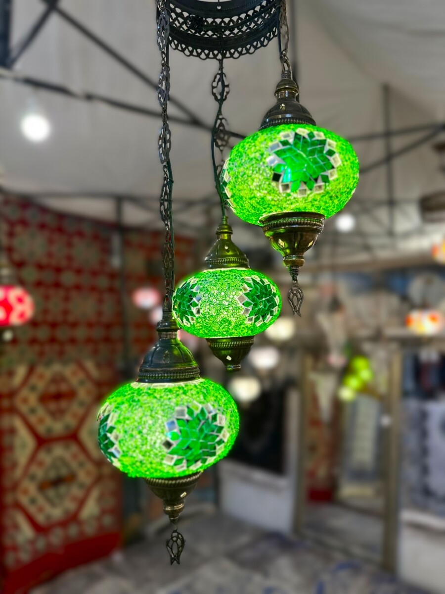 ARAÑA VITRAUX 3 LUCES - Verde 