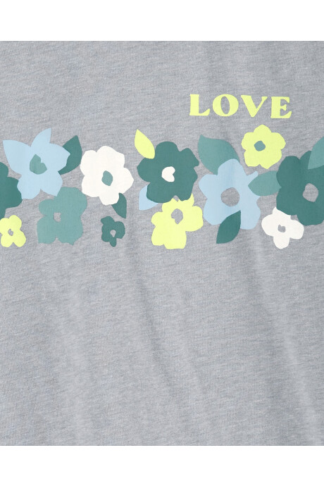 Remera de algodón, con lazos, estampa floral Sin color