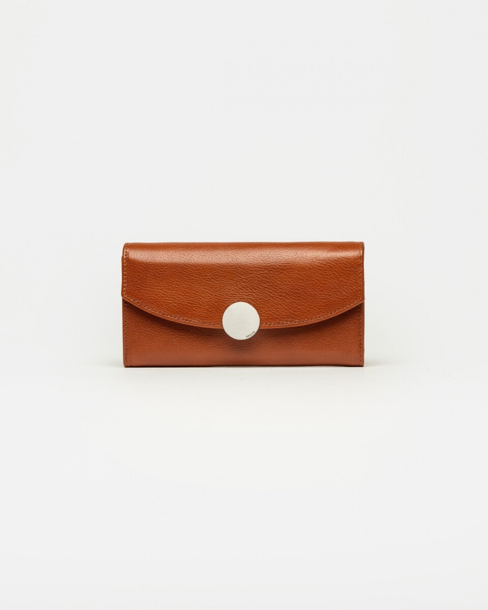 Billetera The Circle en cuero liso - Cuoio 