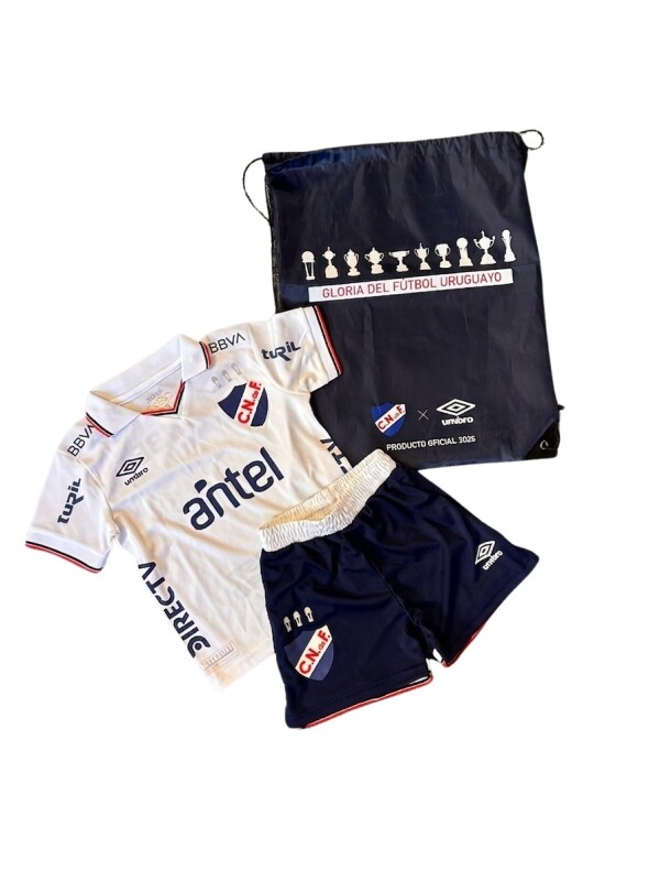Set Home 2026 Nacional Junior Skuba, Blanco, Azul Marino