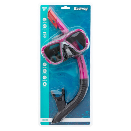 Set Snorkel y Máscara Buceo Vidrio Temp Inspira Pro Bestway Fucsia