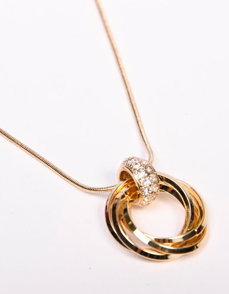 Cadena Corta con Dije Strass Collar Dije Hoops - Dorado