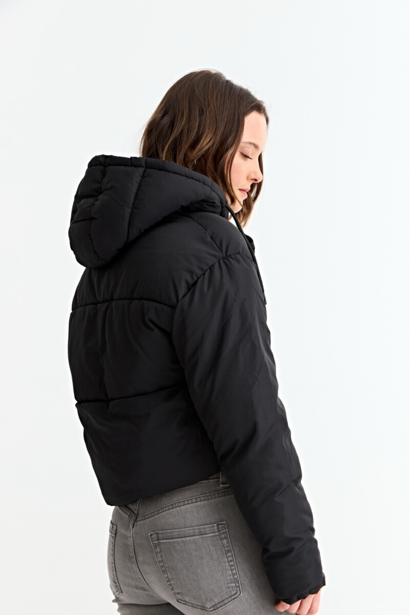 Campera puffer crop NEGRO