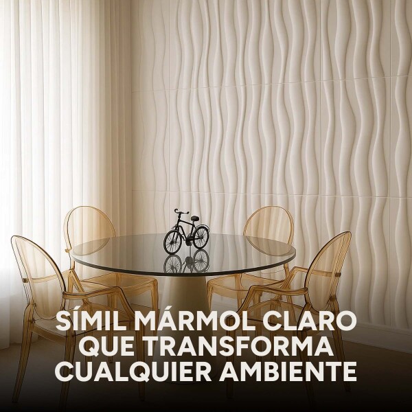 Revestimiento de Pared Panel 3D PVC 50x50cm Ondas Línea X12 Ondas Blanco