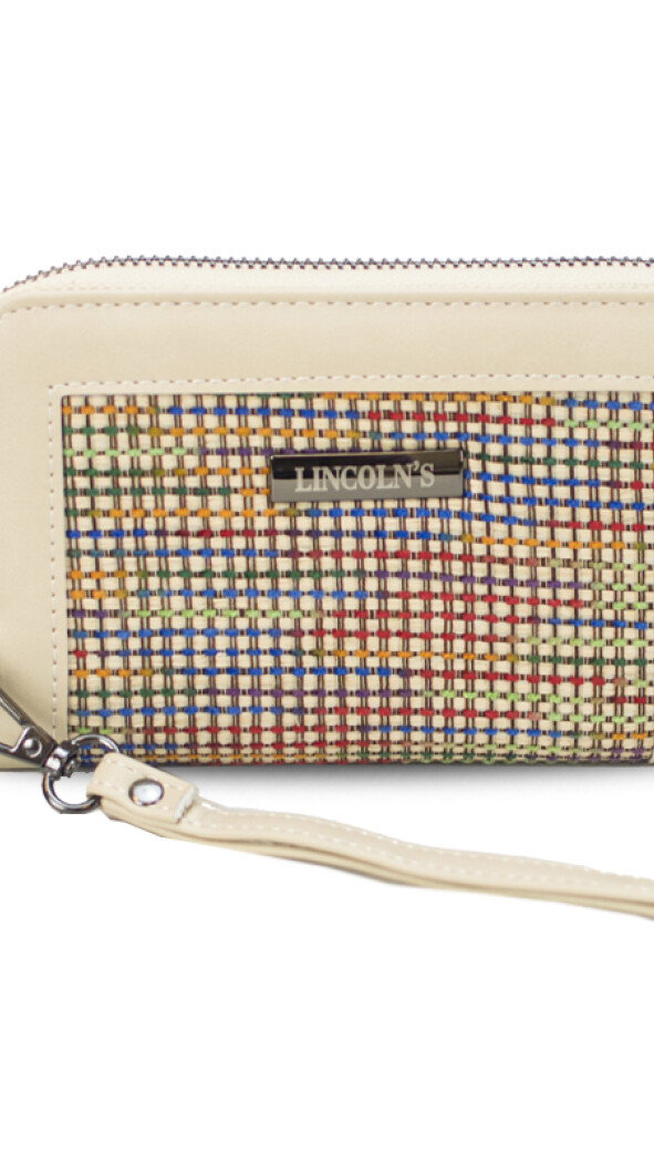 BILLETERA LORENZA HILOS MULTICOLOR C/HUESO