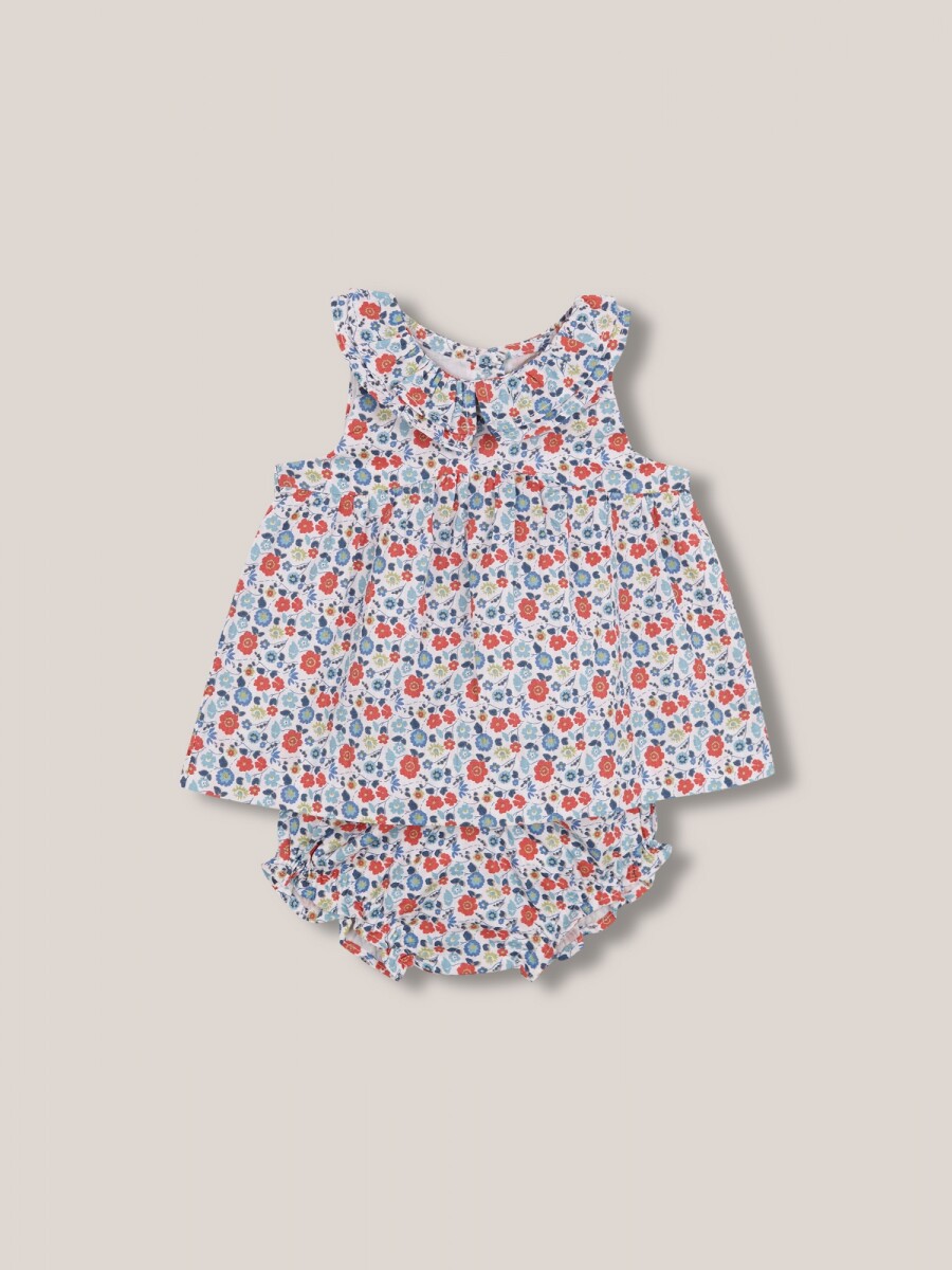 Vestido De Flores Gris