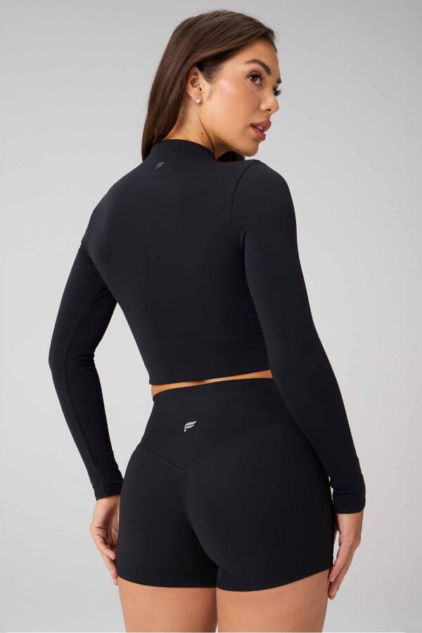 Polo Manga Larga Seamless Long-Sleeve Essential Tee Mujer Black