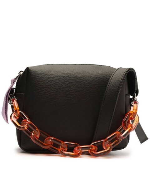 Cartera Negra Con Cadena Acrilica Naranja U