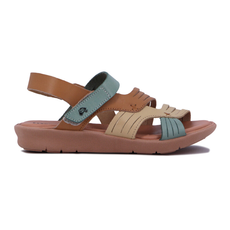 Country Sandalia Dama Casual C/dos Tiras Y Pulsera S/baja Beige-nuez