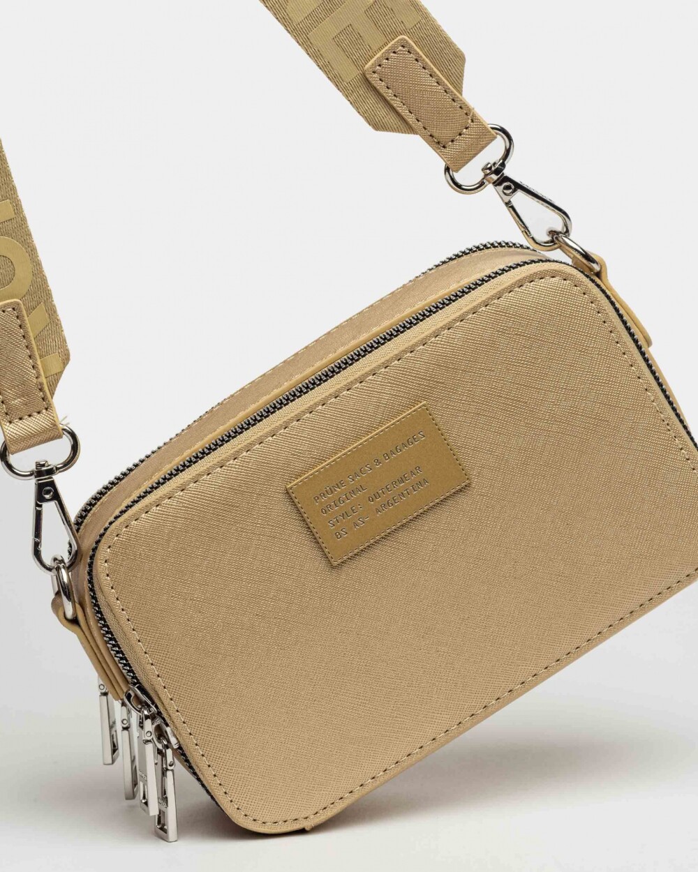 Mini Bag New Penny En Efecto Cuero Zaffiano Oro
